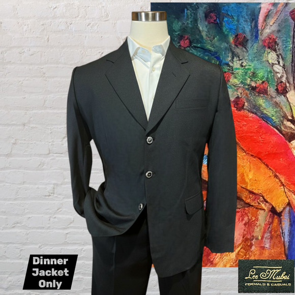 Lee Mubai Other - New Vtg Lee Mubai Mens 44R Black Dinner Jacket Silver Tone Rhinestone Buttons